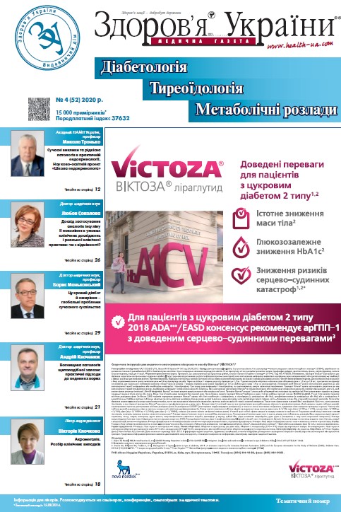 Тематичний номер «Діабетологія, Тиреоїдологія, Метаболічні розлади» № 4 (52) 2020 р.