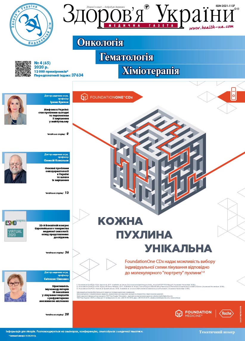 Тематичний номер «Онкологія, Гематологія, Хіміотерапія» № 4 (65) 2020 р.