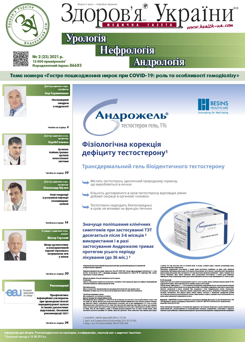Тематичний номер «Урологія. Нефрологія. Андрологія» № 2 (23), 2021 р.