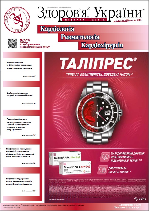 Тематичний номер «Кардіологія. Ревматологія. Кардіохірургія» № 2 (93) 2024 р.	