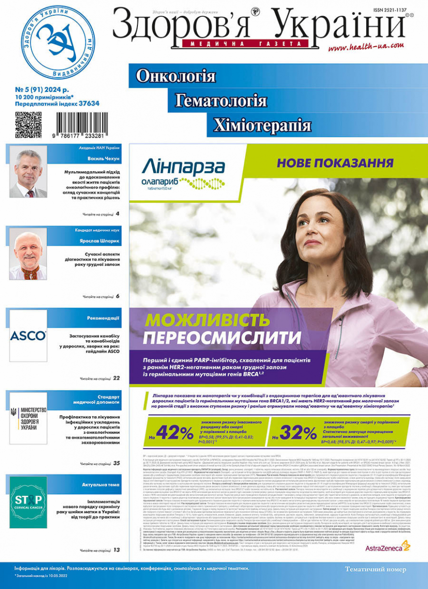 Тематичний номер «Онкологія. Гематологія. Хіміотерапія» № 5 (91) 2024 р.