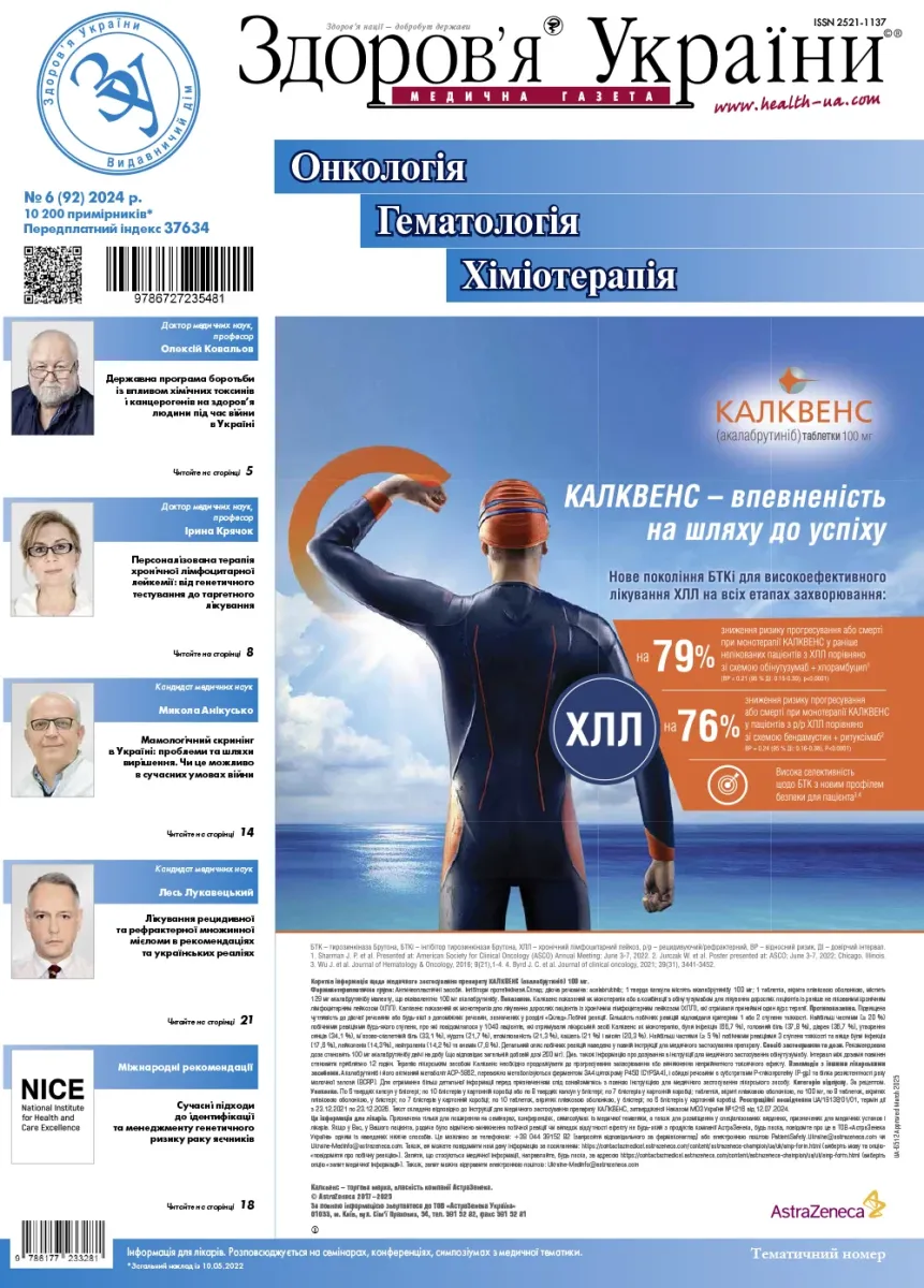 Тематичний номер «Онкологія. Гематологія. Хіміотерапія» № 6 (92) 2024 р.