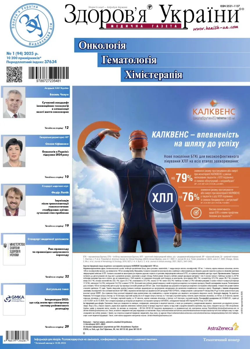 Тематичний номер «Онкологія. Гематологія. Хімієтерапія» № 1 (94) 2025 р.
