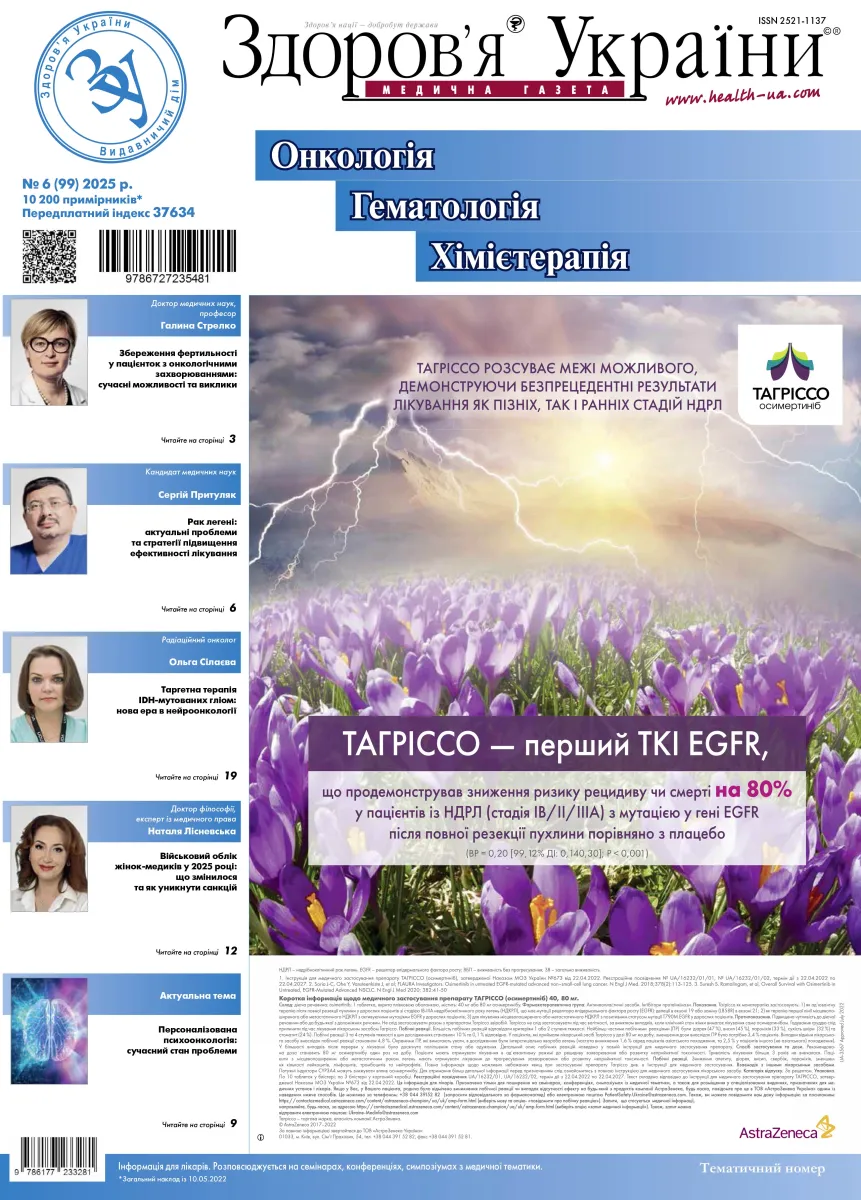Тематичний номер «Онкологія. Гематологія. Хімієтерапія» № 6 (99) 2025 р.