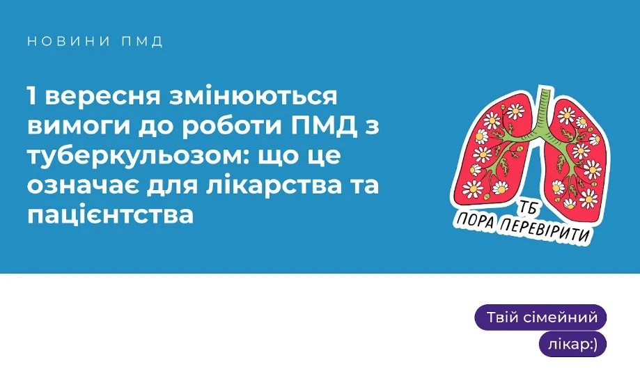 З 1 вересня змінюються вимоги до роботи первинної медичної допомоги з туберкульозом.